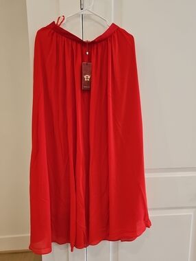 NWT Red Chiffon Midi Skirt